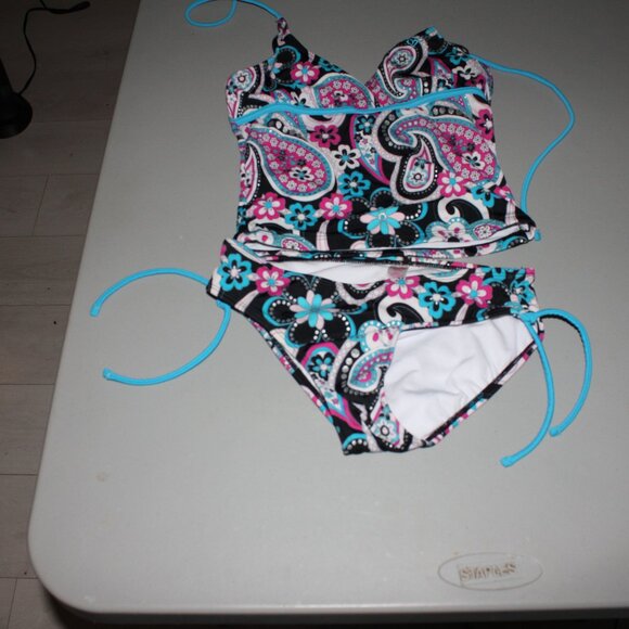 Multi Color 2 Pcs Justice Tankini Swimsuit Size 12 - Picture 1 of 11